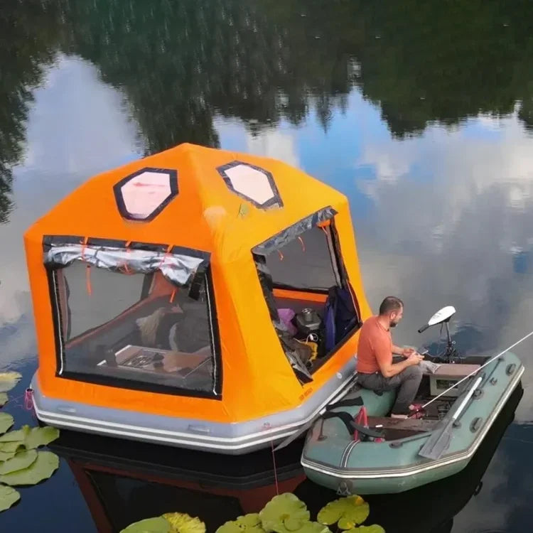 Water Park Party Inflatable Tent House Boat Outdoor Floating Boat Raft Tent Swimming Pool Marina Lake Camping Tent