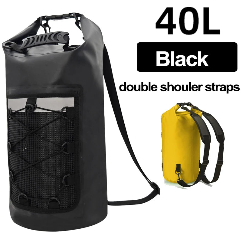 40L Floating Dry Bag for Kayaking Swimming Beach Waterproof Water Sports Rafting Boating Backpack Mesh Kayak Roll Top Travel Bag