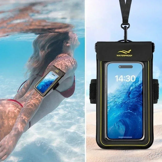 HAISSKY Armband Mobile Phone Waterproof Pouch For iPhone 17 16 15 14 13 Pro Max 16 Plus Hook Sponge Floating Swimming Diving Bag