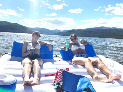 Outdoor 6-10 Person Water Party Raft Float Boat Inflatable Floating Island with Tent Canopy